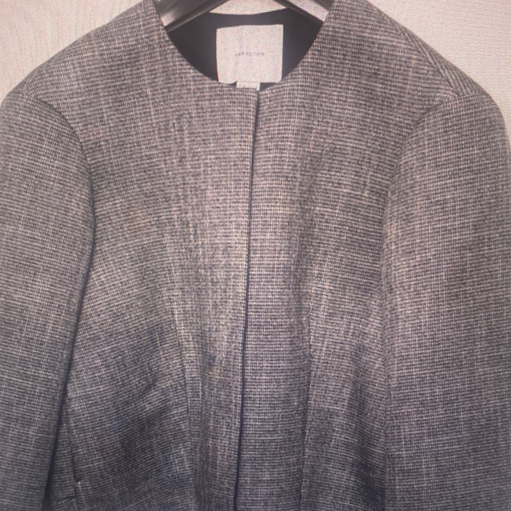 H&M Boxy Cropped Blazer Jacket Women S Black White Grey Snap Front